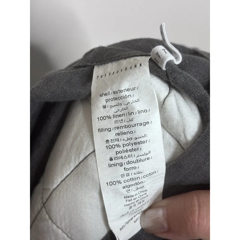 Pottery Barn Linen Diamond EURO Sham Gray Pre-Owned